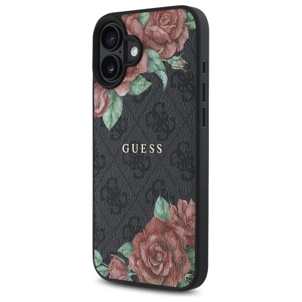 Guess telefonetui til iPhone 16 MagSafe 4G Blomsterprint - Sort Black