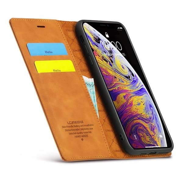 LC.IMEEKE Mobilskal till iPhone XS Max KonstLäder - Brun