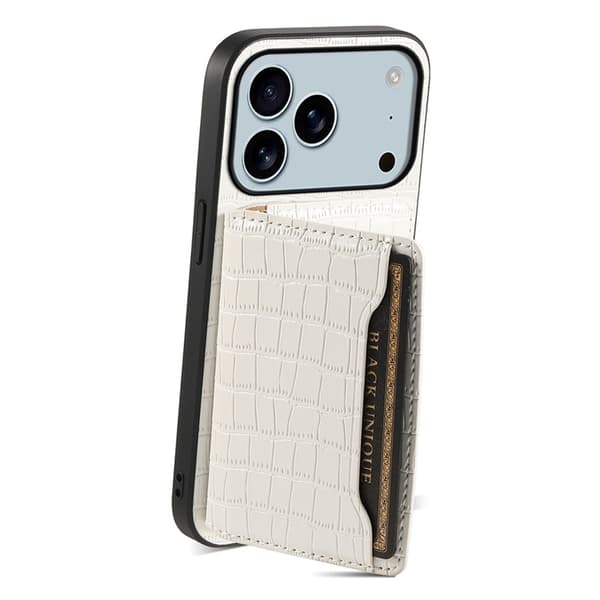 Mobilskal till iPhone 17 Pro Max Korthållare Crocodile - Vit Vit