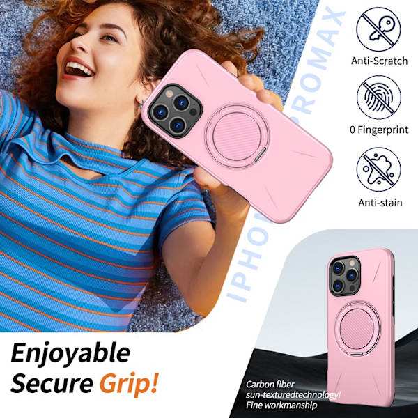 Mobilskal till iPhone 16 Pro MagSafe Rotating Kickstand TPU + PC Rosa