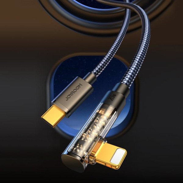 Joyroom Vinklet Lightning Til USB-C Kabel 20W 1,2 m - Sort