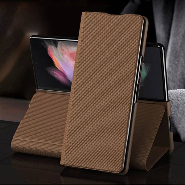 Galaxy Z Fold 4 Fodral Kevlar Texture Folio Flip - Brun