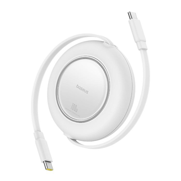 Baseus Infällbar USB-C till USB-C 100W Kabel 2m Free2Pull Mini Vit