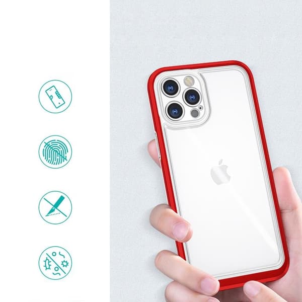 iPhone 12 Pro Max -kuori Clear 3in1 - Punainen Röd