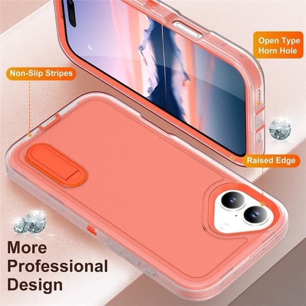 Mobilskal till iPhone 17 Kickstand Silikon - Transparent/Orange Transparent