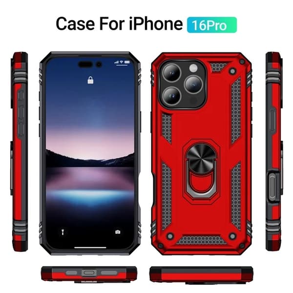 Mobilskal till iPhone 16 Pro med Kickstand - Röd Röd