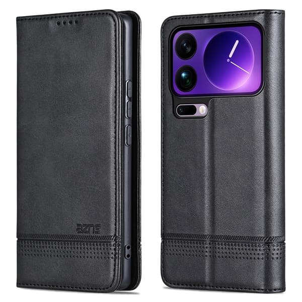 AZNS Xiaomi 17 Pro Max Plånboksfodral Konstläder - Svart