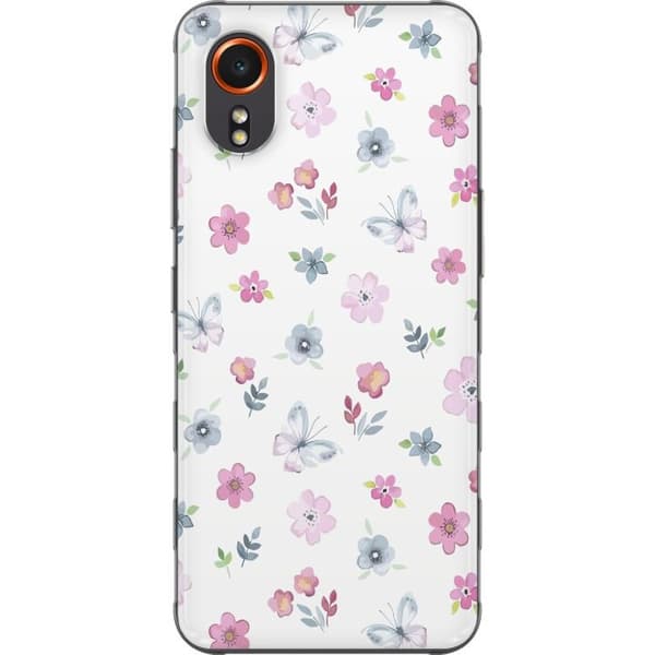 Telefontaske til Samsung Galaxy Xcover7 med blomster og sommerfugle