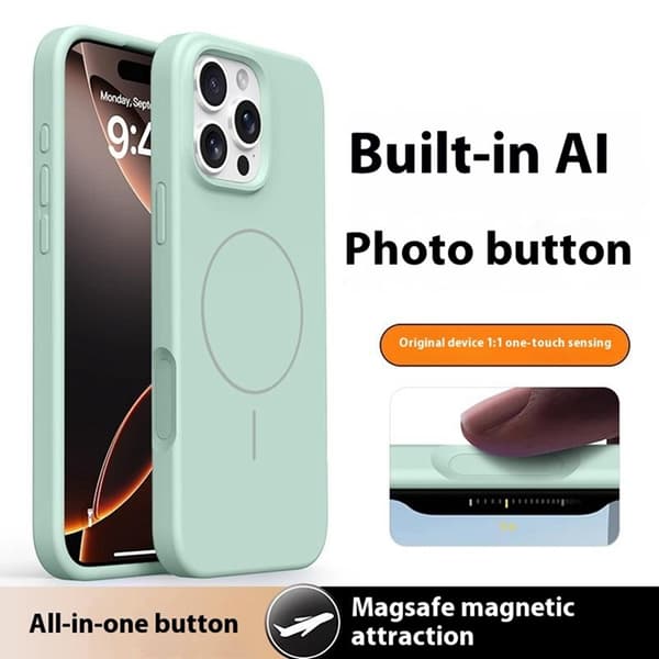 Mobilskal till iPhone 16 Pro Max MagSafe Liquid Silikon Microfiber - Ljusgrön Grön