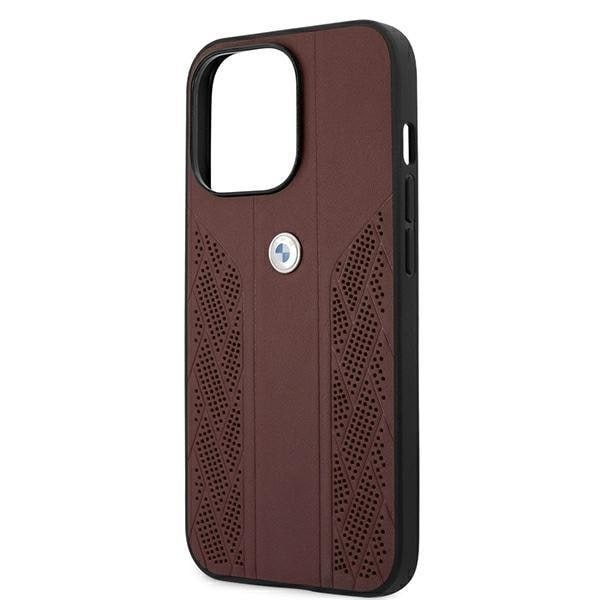 BMW Skal iPhone 13 Pro Läder Curve Perforate - Punainen Red
