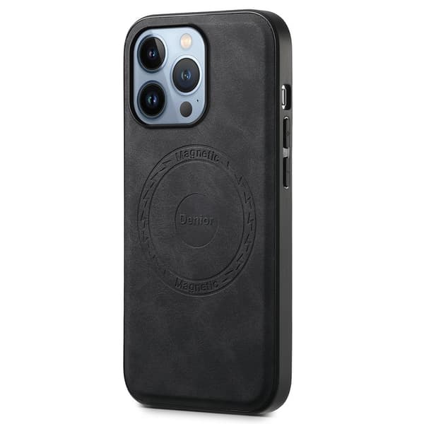 DENIOR A11 Mobilskal till iPhone 13 Pro Max Läder + PC + TPU Svart