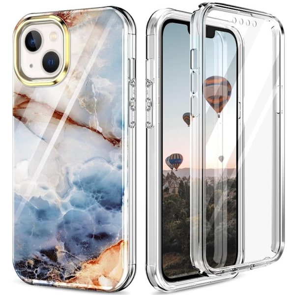 iPhone 14 Plus Cover 360 Marble - Brun L07 Brun