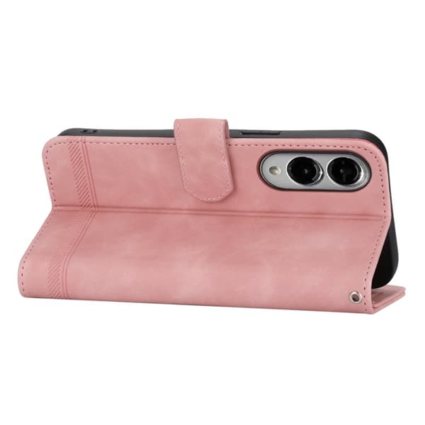DIERFENG DF-03 Samsung Galaxy S25 Edge Plånboksfodral Konstläder - Rosa