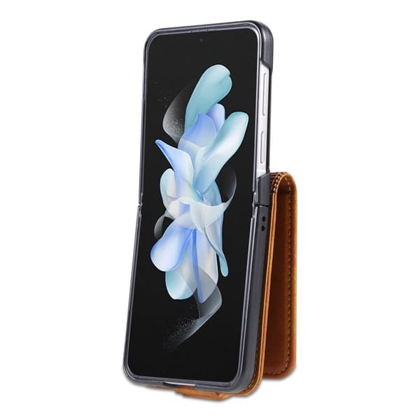 AZNS Samsung Galaxy Z Flip4 Plånboksfodral Konstläder - Brun