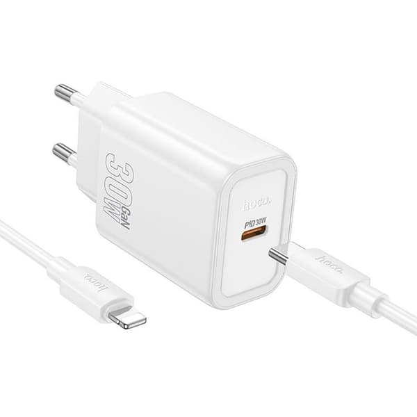 HOCO Snabbladdare USB-C 30W USB-C/Lightning Kabel PD QC N62 Vit