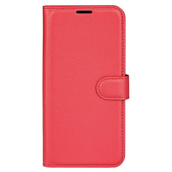 Litchi Flip iPhone 14 Plånboksfodral - Röd