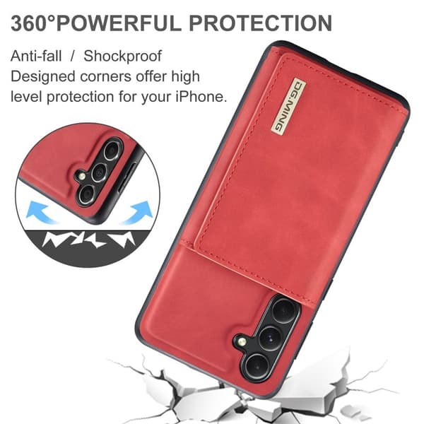 DG.MING Samsung Galaxy S23 FE Konstläder Plånboksfodral Röd