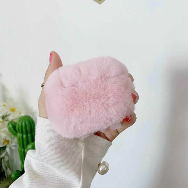Fluffy Rabbit Cover til Apple Airpods 3 - Pink