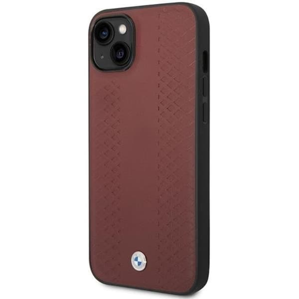 BMW iPhone 14 Mobilskal Læder Diamond Pattern - Burgundy Lila
