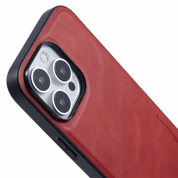 X-LEVEL Bojue-3 Mobilskal till iPhone 16 Pro Läderbelagd Röd