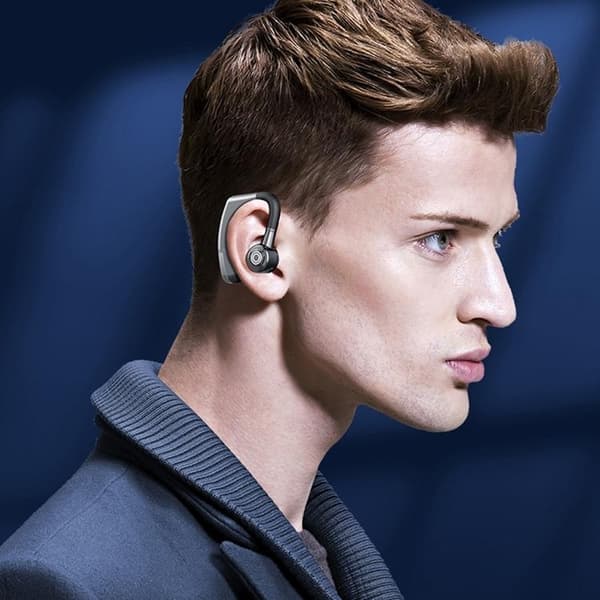 Single In-Ear Hörlur Bluetooth Med Display och med laddningsfodral V9S - Blå Blå