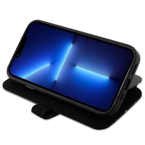 BMW iPhone 14 Pro Max Plånboksfodral Läder Stramp Lines - Blå