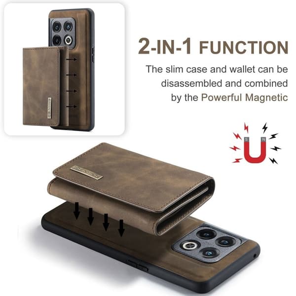 DG.MING OnePlus 10 Pro 5G Konstläder Plånboksfodral Magnetisk Brun