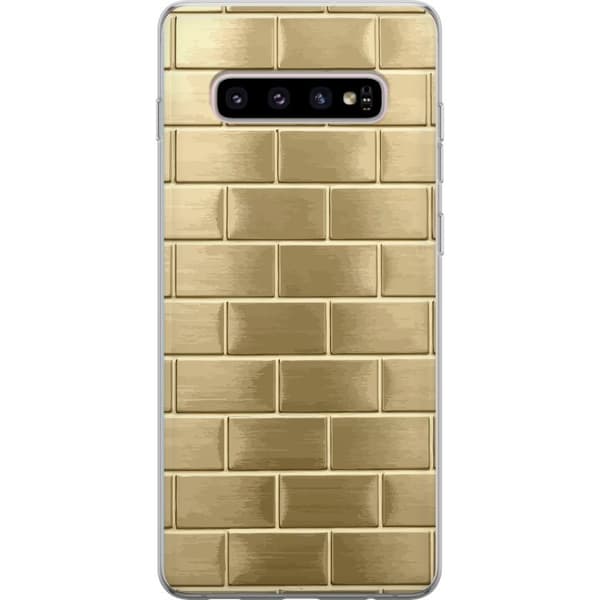 Telefontaske til Samsung Galaxy S10+ med gyldne mursten