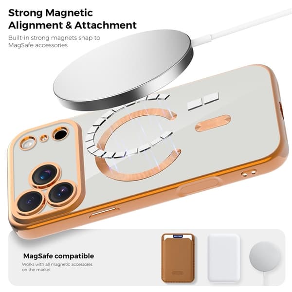 Mobilskal till iPhone 17 Pro Max MagSafe Korthållare TPU + PC - Orange Orange