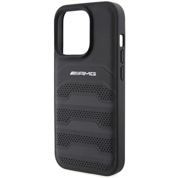 AMG iPhone 15 Pro Mobilskal Läder Debossed Lines - Svart