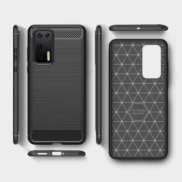 Kulfiber mobilcover til Huawei P40 - Blå Blue