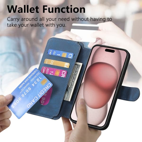 CASENEO iPhone 15 Plånboksfodral Konstläder - Blå