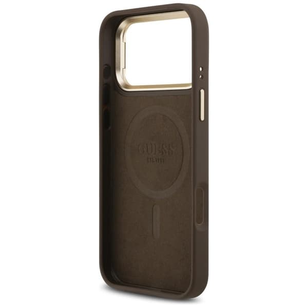 Guess Mobilskal till iPhone 17 Pro Max MagSafe Triangle Logo & Stand Brun