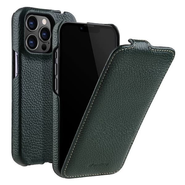 MELKCO Mobilskal till iPhone 14 Pro Max Äkta Läder + PC Grön