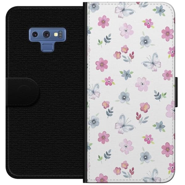 Pung Taske til Samsung Galaxy Note9 med blomster og sommerfugle