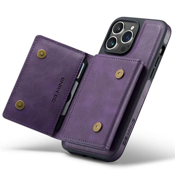 DG.MING M5 Series Mobilskal till iPhone 15 Pro Magnetiskt Plånboksfodral Lila