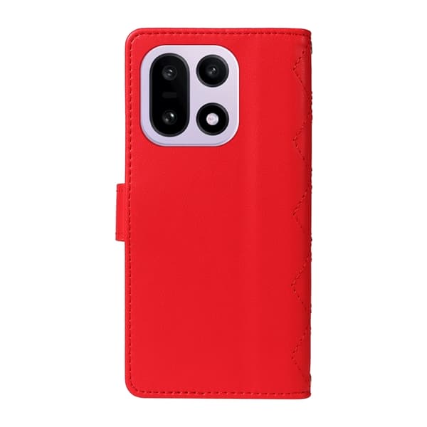 OnePlus 15 5G Plånboksfodral Rhombus Konstläder Röd