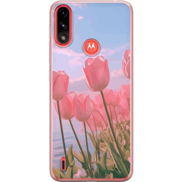 Mobilskal till Motorola Moto E7 Power med Rosa Tulpaner