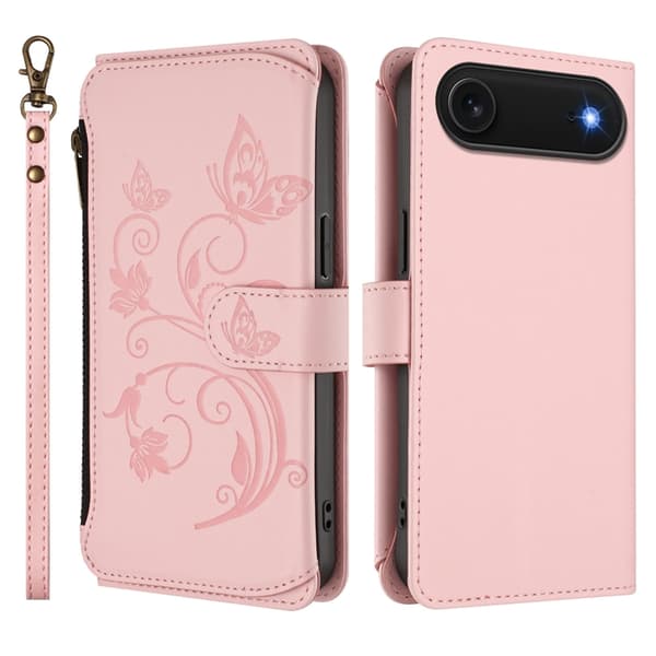 iPhone Air Plånboksfodral Butterfly Floral Imprint - Rosa Rosa