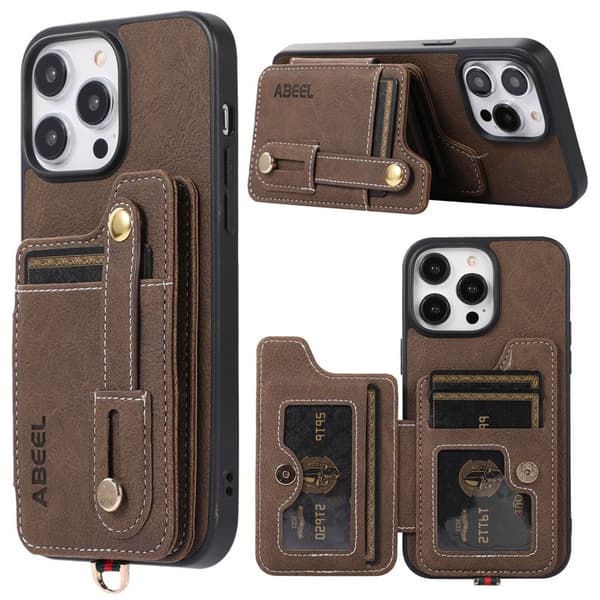 ABEEL Style 01 Mobilskal till iPhone 15 Pro Max PU Läder Khaki