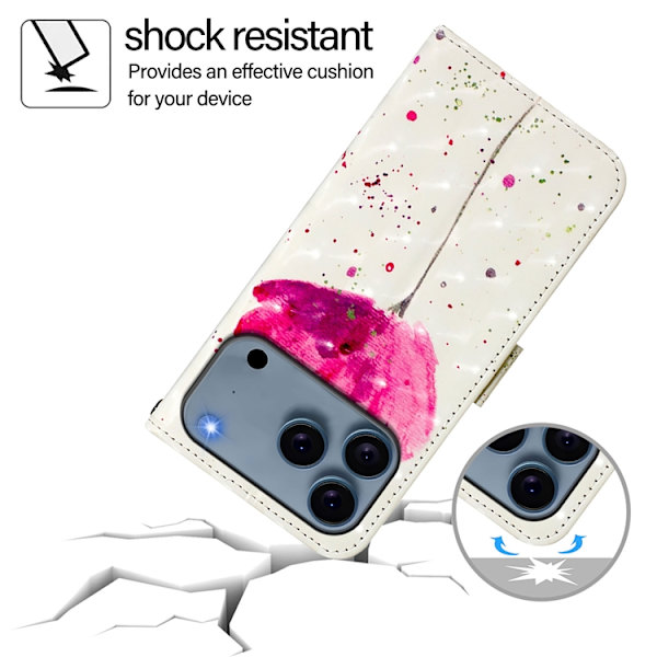 iPhone 17 Pro Max Plånboksfodral Printing Pattern Med Strap Rosa