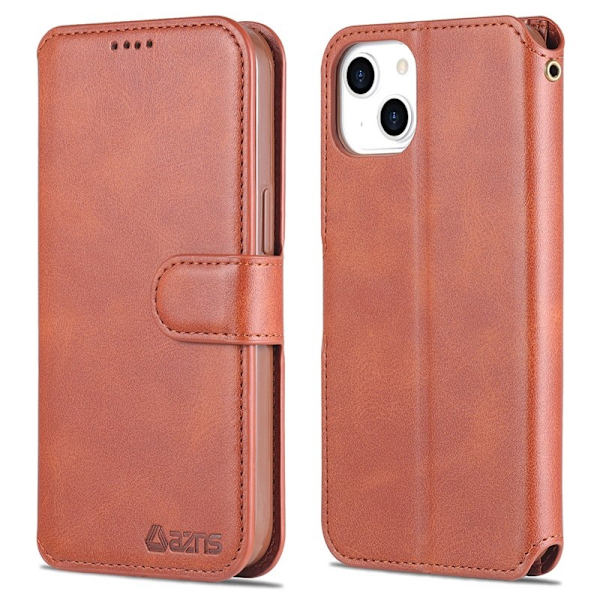 AZNS iPhone 13 Plånboksfodral Konstläder - Brun