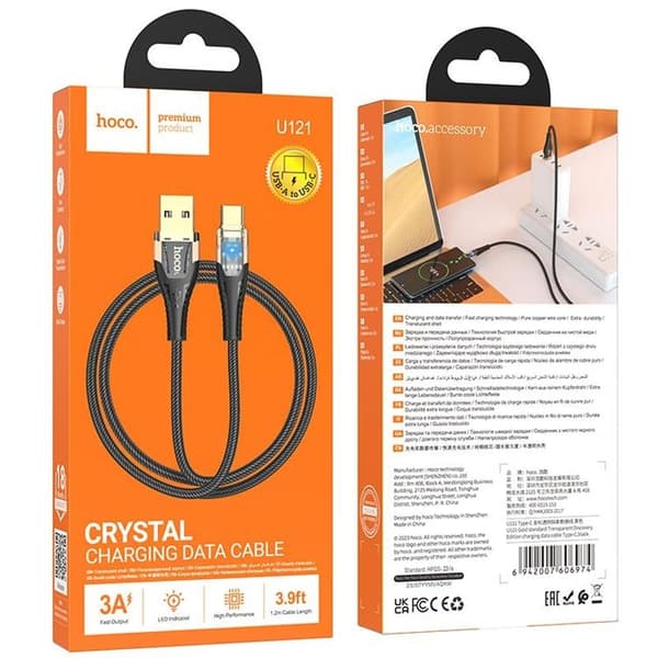 HOCO USB-A till USB-C Kabel 2.4A 1.2m U121 - Svart Svart