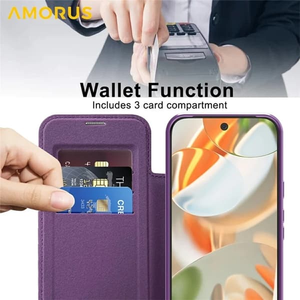 AMORUS Google Pixel 10 Pro XL Plånboksfodral Magsafe RFID-Skydd - Lila Lila