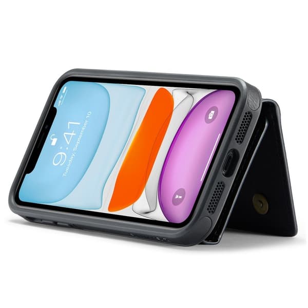 DG.MING M5 Plånboksfodral iPhone 11 med kortfack och dragkedja - Svart