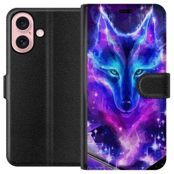 Pung Taske til Apple iPhone 16 med Neon Wolf