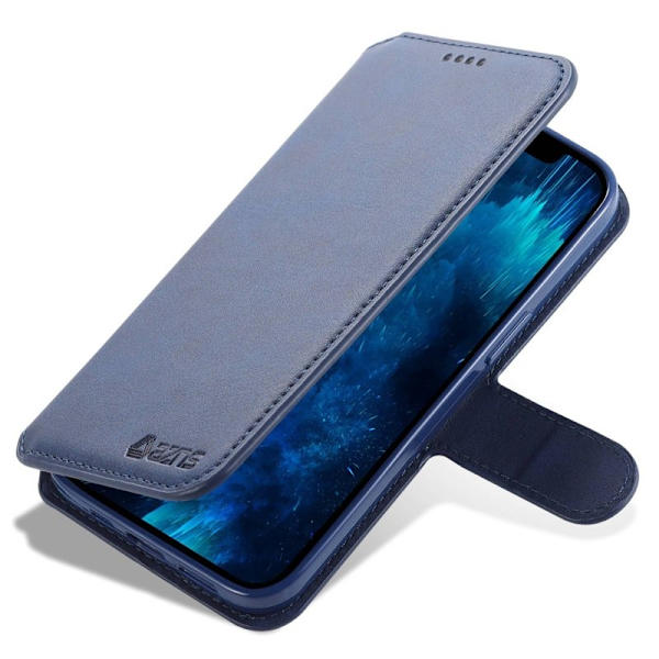 AZNS iPhone 14 Pro Plånboksfodral Konstläder - Full Skydd - Blå