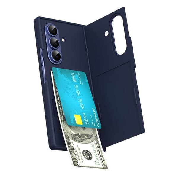 Plånboksfodral För Galaxy Z Fold 8 med Härdat Glas - Blå Blå