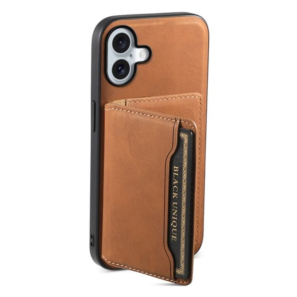 DENIOR D13 Mobilskal till iPhone 16 Läder + PC + TPU - Brun