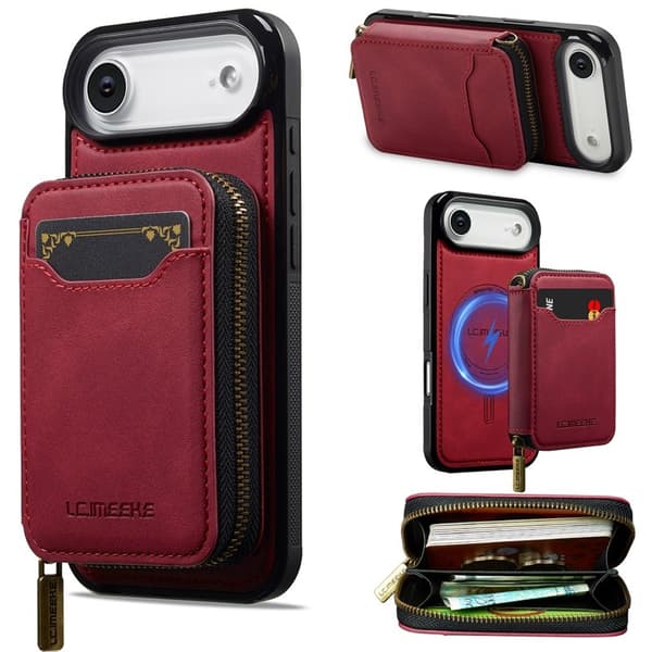 LC.IMEEKE L6 iPhone Air Plånboksfodral Magnetiskt - Röd Konstläder